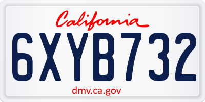 CA license plate 6XYB732