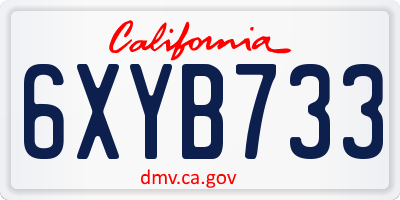CA license plate 6XYB733