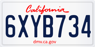 CA license plate 6XYB734