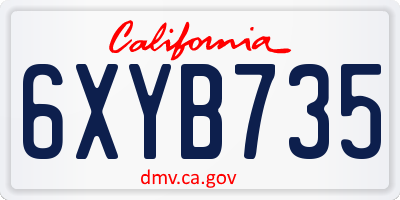 CA license plate 6XYB735