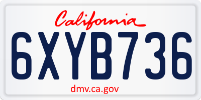 CA license plate 6XYB736
