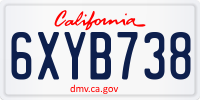 CA license plate 6XYB738