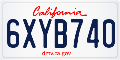 CA license plate 6XYB740