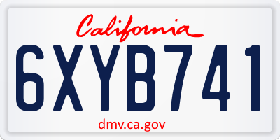 CA license plate 6XYB741