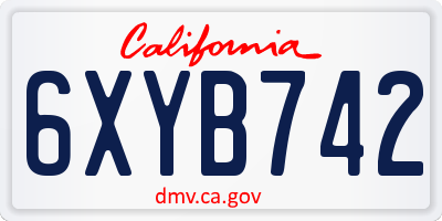 CA license plate 6XYB742