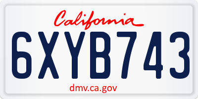 CA license plate 6XYB743