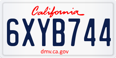 CA license plate 6XYB744