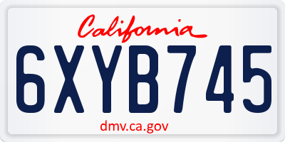 CA license plate 6XYB745