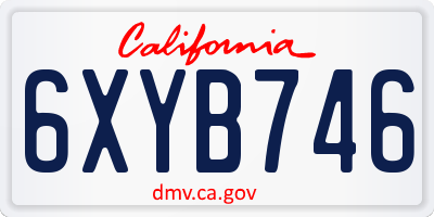 CA license plate 6XYB746