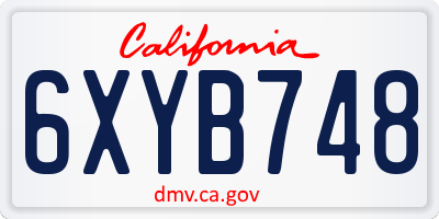 CA license plate 6XYB748