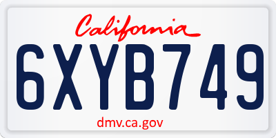 CA license plate 6XYB749