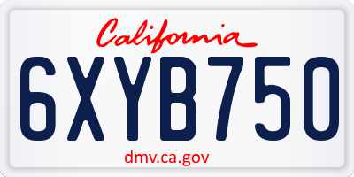 CA license plate 6XYB750