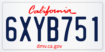 CA license plate 6XYB751