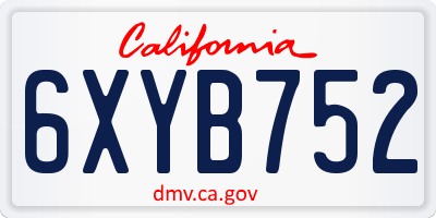 CA license plate 6XYB752