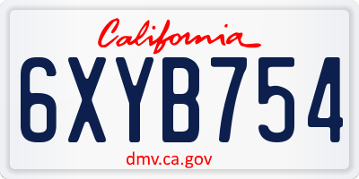 CA license plate 6XYB754