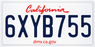 CA license plate 6XYB755