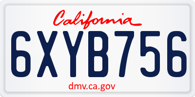 CA license plate 6XYB756