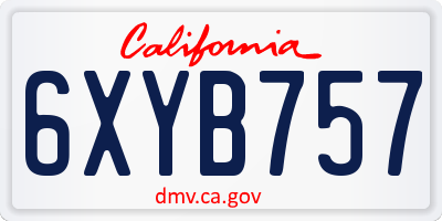 CA license plate 6XYB757