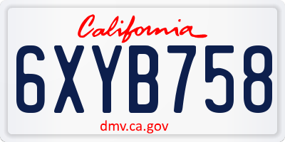CA license plate 6XYB758
