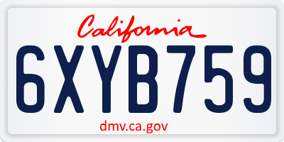 CA license plate 6XYB759