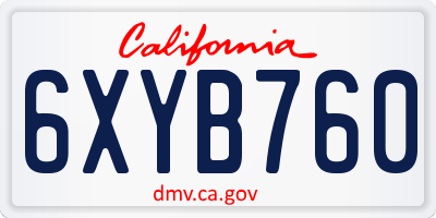 CA license plate 6XYB760