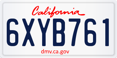 CA license plate 6XYB761