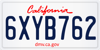 CA license plate 6XYB762