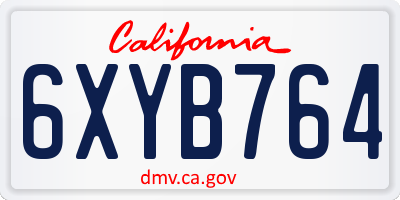 CA license plate 6XYB764