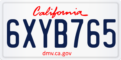 CA license plate 6XYB765