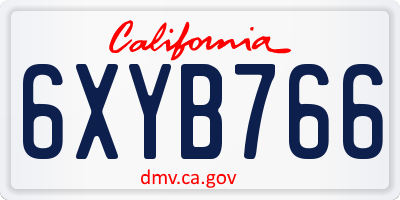 CA license plate 6XYB766