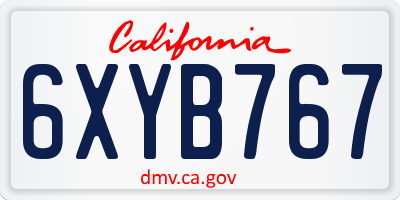 CA license plate 6XYB767