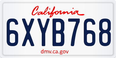 CA license plate 6XYB768