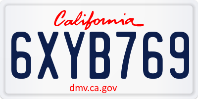 CA license plate 6XYB769