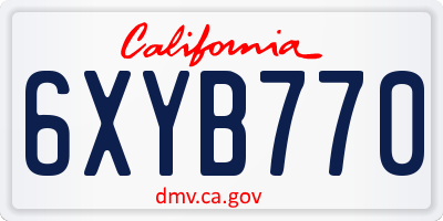CA license plate 6XYB770