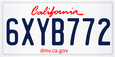 CA license plate 6XYB772