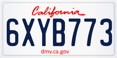CA license plate 6XYB773