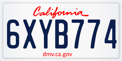 CA license plate 6XYB774