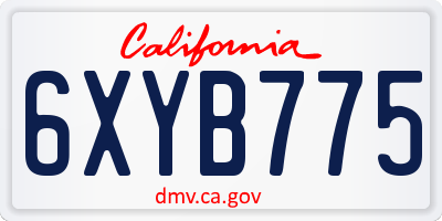CA license plate 6XYB775