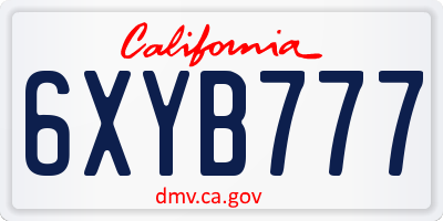 CA license plate 6XYB777