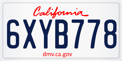 CA license plate 6XYB778