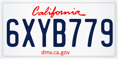 CA license plate 6XYB779