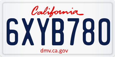 CA license plate 6XYB780
