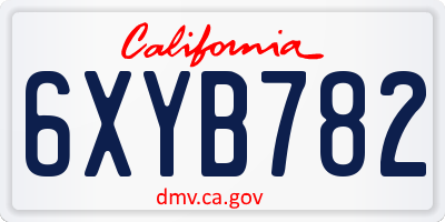 CA license plate 6XYB782