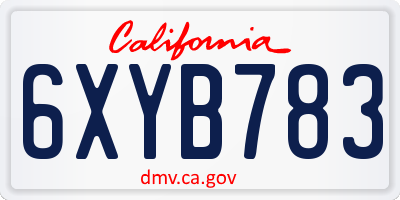 CA license plate 6XYB783