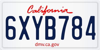 CA license plate 6XYB784