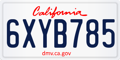 CA license plate 6XYB785