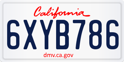 CA license plate 6XYB786
