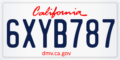 CA license plate 6XYB787