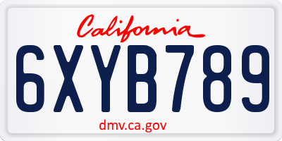 CA license plate 6XYB789