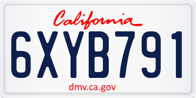 CA license plate 6XYB791